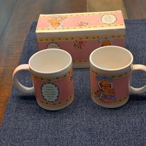 Pink Bear Pattern Ceramic Coffee Mugs – Set of 2